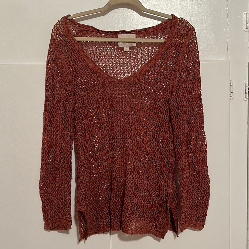 Banana Republic Heritage Orange Crochet Linen Cover-up Topper